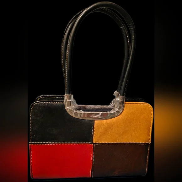 Colorblock Vegan Leather Tote Bag - Picture 3 of 4